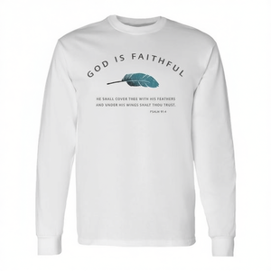 Camiseta de manga larga con versículo bíblico cristiano: Dios es fiel, Salmo 91, KJV - Product Image 2