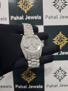 Montre de luxe entièrement automatique VVV en diamant moissanite sertie de diamants, avec affichage - Product Image 2