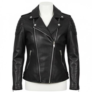 Chaqueta de Cuero de Oveja de Primera Calidad, Corte Entallado, Moderna, con Solapa Delantera, Suave y Transpirable para Mujer - Product Image 1