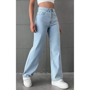 Funky Modern Woman Wide Leg Ice Blue <b>Denim</b> <b>Jeans</b> High Waist Relaxed <b>Soft</b> Stretch Fabric Plating Eco-Friendly Durable Size 26-40 - Product Image 5