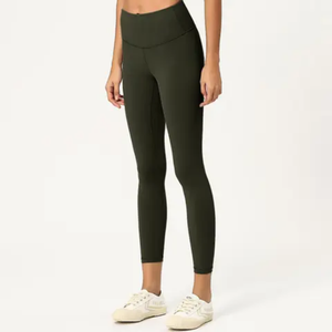 Pantalones de Yoga sólidos de cintura alta personalizados para mujer, mallas de entrenamiento de compresión sin costuras, mallas deportivas, Material de algodón 100% - Product Image 5