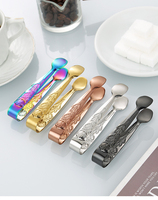 Penjepit Es Stainless Steel 304, Penjepit Kecil untuk Ember Es, Desain Bunga Mawar, Matte, Aman untuk Mesin Cuci Piring, untuk Kopi dan Gula Batu