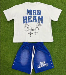 เสื้อยืดผ้าฝ้ายพิมพ์ลายกรดไซส์ใหญ่พิเศษสำหรับผู้ชายเสื้อยืดพิมพ์ลายบนท้องถนนชุดสั้นสำหรับฤดูร้อน - Product Image 3