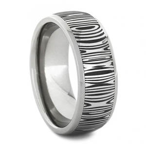 Bandas de compromiso de acero de Damasco inoxidable personalizadas hechas a mano, anillos de dedo de joyería de fuente Manual - Product Image 5