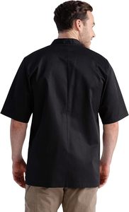 เสื้อเชฟแขนสั้นสีดำสำหรับผู้ชาย ผ้าฝ้าย ระบายอากาศได้ดี แฟชั่นชุดทำงาน - Product Image 2