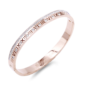 Bracciale in acciaio inox placcato oro con numeri romani accessorio unico moda - Product Image 2