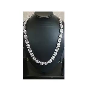 Chaîne à maillons cubains en argent de luxe entièrement glacée D couleur VVS clouté Moissanite testeur de diamant pour mariage - Product Image 1