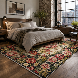 Netline Home Bold Border Charcoal Black Heritage Washable <b>Rug</b> - Product Image 4