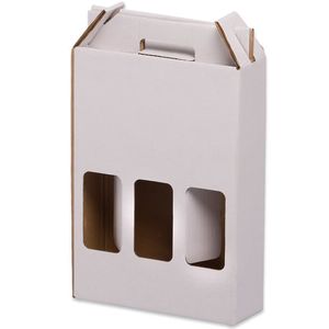 Estuche Blanco Automontable con Asa para 3 Botellas de Vino, Caja de Cartón para Regalos Sin Bordelesa/Borgoa - Product Image 3