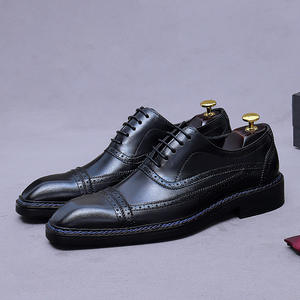 Zapatos Oxford formales de cuero genuino con tres uniones, para hombre, talla grande, con cordones, estilo pulido, para negocios. - Product Image 5