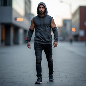 Sweat à capuche d'entraînement sans manches pour hommes léger à séchage rapide Summer Fitness Wear Singlet Hood Top Men - Product Image 5