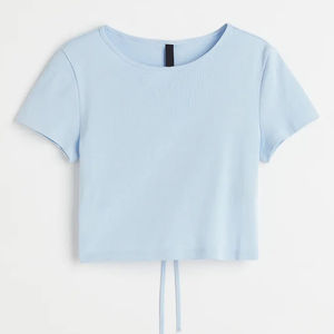 Femmes écologique 100% coton Streetwear coupe régulière haut court T-Shirt été mode motif à carreaux col rond manches courtes - Product Image 3