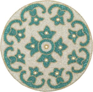 Handcrafted American Style Round <b>Beaded</b> <b>Placemats</b>/pads for Dining Table Wedding Christmas & Family Gatherings Made of Glass - Product Image 1
