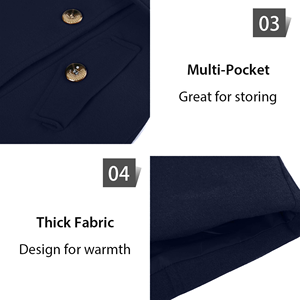 Manteau long élégant pour femme en mélange de laine couleur unie avec bordure en fourrure, 100 % duvet, chaud, pour l'hiver - Product Image 6