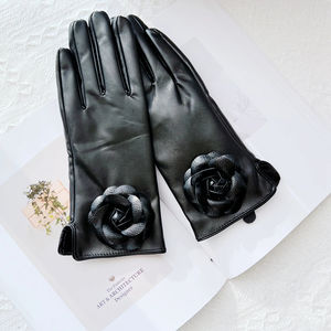 Gants de conduite pour femmes Gants en cuir PU Hiver Chaud Plus Velours Épais Doigt complet Extérieur Équitation Écran tactile Mitaines de conduite - Product Image 3