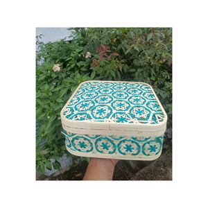 Panier en bambou du Vietnam pour pique-nique - Emballage de panier cadeau artisanal - Décoration de fête du thé en plein air pour le Nouvel An lunaire - Product Image 2