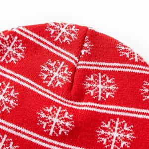 Jacquard Solid Red Winter Beanie for Women and Men Warm with Cuffed Letters <b>100</b>% <b>Acrylic</b> <b>Fabric</b> - Product Image 3