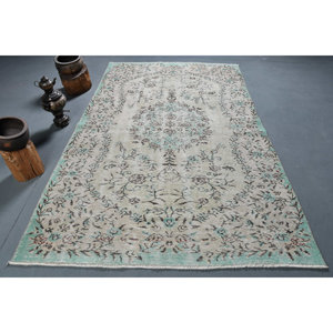 Alfombra turca Vintage de 5,7x9,3 pies, tejido plano azul y blanco, retales de lana para decoración para sala de estar, respaldo de látex - Product Image 1
