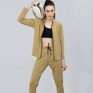 Survêtement à fermeture éclair pour femmes, ensemble de vêtements de sport extensibles de haute qualité avec veste à fermeture éclair et pantalon de survêtement idéal pour les activités quotidiennes - Product Image 4