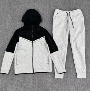 Verano moda logotipo personalizado marca Terry 2 uds Sudadera con capucha Casual algodón grueso reflectante hombres chándal transpirable secado rápido - Product Image 1