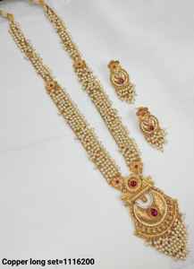 INDIAN TRADITIONAL and FASHIONABLE <b>COPPER</b> JEWELLERY BRIDAL WEDDING JEWELLERY SET for WOMEN EARRINGS and <b>NECKLACE</b> SET - Product Image 2