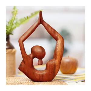 Top wood art sculpture model supplier in Vietnam wooden family carving figure for home decor