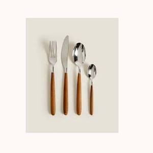 Mango de revestimiento láser de bambú de madera gruesa de Color claro de diseñador, juego de herramientas de corte de queso de acero inoxidable Chapado en plata para mesa - Product Image 4