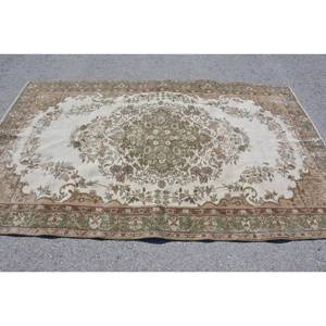 Classique Beige Vert Vintage Tapis Turc 5.3X8.4 pieds Laine Seagrass Latex Support pour La Maison Salon Patchwork pour Les Adolescents - Product Image 3