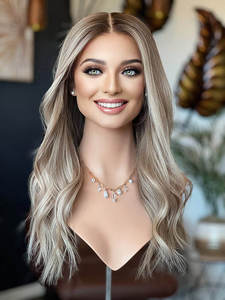 <span class=keywords><strong>Perruque</strong></span> juive sans couture en dentelle, cheveux européens Remy, couleur blonde balayage, <span class=keywords><strong>perruque</strong></span> frontale HD sans colle avec dentelle diamantée pour femmes - Product Image 4