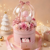 Coffret Cadeau de Luxe Personnalisé avec Ballon Biodégradable et Recyclable et Boîte de Roses Éternelles pour Cadeaux de Fêtes