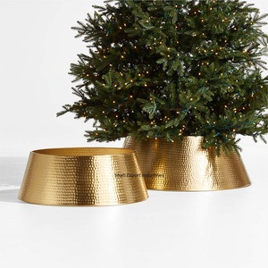 Best Seller Metal Gold <b>Christmas</b> Tree Collar Around Any <b>Christmas</b> Tree Decoration Hammered <b>Christmas</b> Tree Collar - Product Image 3