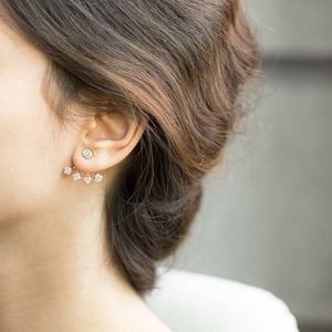 Diseño minimalista, piedra de circón transparente, símbolos, chaquetas para las orejas, pendientes de mujer, joyería de plata de ley 925 hecha a mano turca - Product Image 2