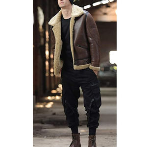 Wholesale Professional Premium <b>Men's</b> <b>Leather</b> B3 Jackets Latest Style Fashion Canvas Wear Stand Collar Winter Waterproof - Product Image 5