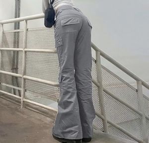 New Multi Pocket Workwear <b>Jeans</b> Grey <b>High</b> <b>Waist</b> Casual Pants - Product Image 2