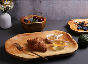 Oneup — panier de rangement écologique en bois naturel sculpté, panier de fruits en bois de rose fait à la main pour la salle à manger - Product Image 2