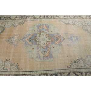 พรมวินเทจตุรกีขนาดใหญ่ 5.3x8.8 ฟุต พรมขนสัตว์สีน้ำเงิน - Product Image 5