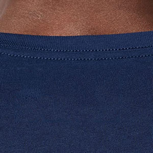 T-shirt homme bleu marine foncé uni décontracté coupe classique à manches courtes col rond basique - Product Image 4