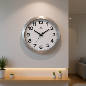 "JUSTAMINUTE <b>Silver</b> and White 36cm Wall <b>Clock</b>" - Product Image 3