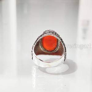 Bague en argent sterling 925 pour homme, pierre précieuse onyx rouge naturel, pierre de naissance de décembre, toutes tailles, bijoux arabes orientaux, vente en gros - Product Image 6