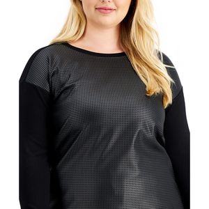 Top Serenity in tecnica mista da donna di Anne Klein in nero, taglia plus size - taglia 1X - Product Image 3