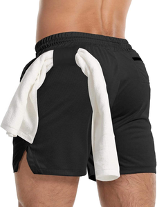 Pantalones cortos de entrenamiento de gimnasio para hombre, pantalones cortos atléticos ligeros para culturismo, entrenamiento para correr con bolsillos con cremallera y lazo de toalla - Product Image 3
