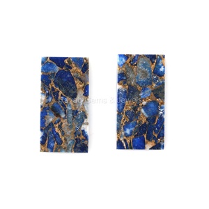 คุณภาพสูง8x16มม. พลอยทองแดง Lapis Lazuli เรียบตามธรรมชาติทั้งสองด้านเป็นรูปสี่เหลี่ยมผืนผ้าแบนสำหรับทำเครื่องประดับหลวม - Product Image 2