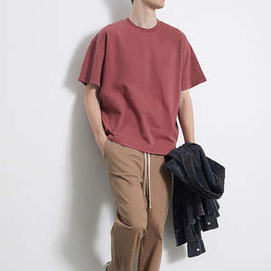 เสื้อยืดลายล้างกรดขนาดใหญ่แบบถักลายโลโก้ที่กำหนดเองเสื้อยืดเปล่าลายกราฟิก boxy ไหล่220กรัม - Product Image 3