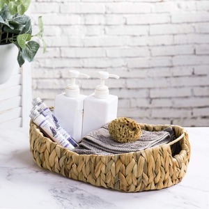 Water Hyacinth Woven Table Trays Decorative Tray <b>Baskets</b> Fruit Bread <b>Basket</b> <b>Bathroom</b> Kitchen Seagrass Serving Trays with Handle - Product Image 5