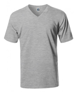 T-shirt pour homme en jersey de coton tricoté, vert olive, col en V, manches courtes, coupe classique, couleur unie, décontracté - Product Image 4