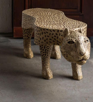 Nouvelle table d'appoint et table basse en bois motif léopard, idéale pour le jardin, les soirées, le café et le thé – Table d'appoint classique en promotion