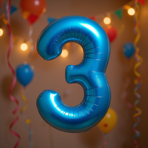 Palloncini Numero Party Love Blu N3 80cm Confezione da 12 Pezzi - Product Image 3