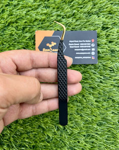 Pince à épiler d'extension de cils en acier inoxydable japonais de haute qualité noir or diamant poignée en gros cils pointus durables - Product Image 2