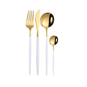 Juego de cubiertos de metal popular con mango largo y delgado acabado dorado para el hogar y la boda juegos de cubiertos de mesa - Product Image 6