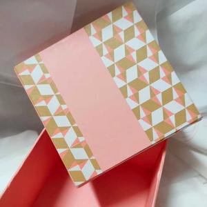 Elegant Square Pink <b>Gift</b> <b>Box</b> Decorative Lid with Gold & White Pattern Pink Square <b>Gift</b> Storage <b>Box</b> Geometric Pattern <b>Gift</b> <b>Box</b> - Product Image 5